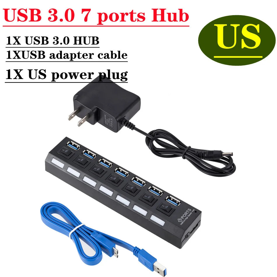 7‑Port USB 3.0 Hub – Mehr Anschlüsse, mehr Kontrolle, maximale Geschwindigkei
