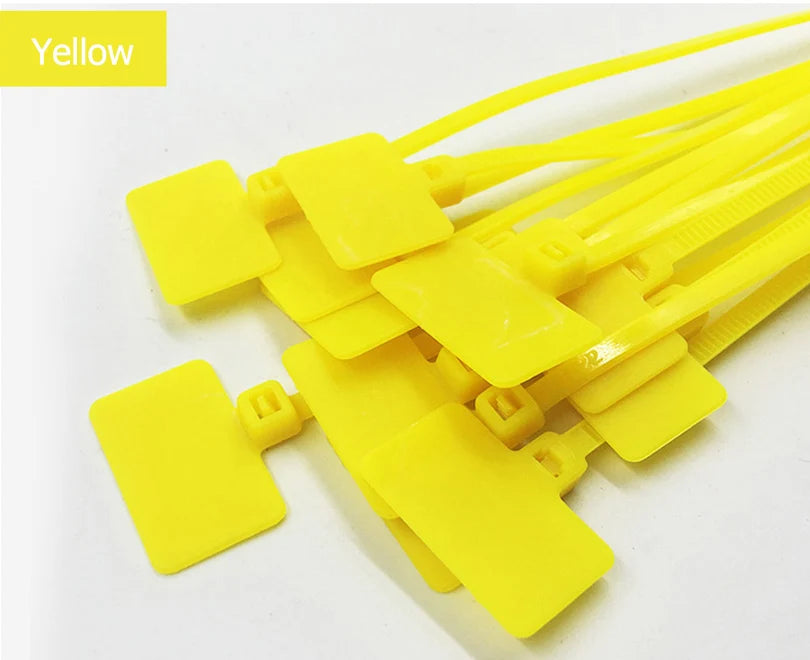 100 Stück selbstverriegelnde Nylon-Kabelbinder mit Beschriftungsfeld