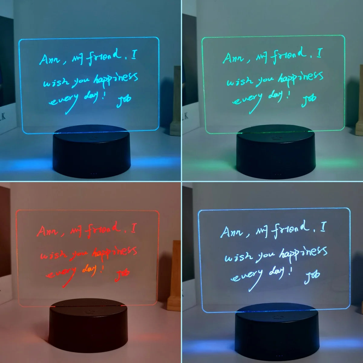 3D Message Board - Kreative LED Schreibtischlampe mit USB-Anschluss und Stift