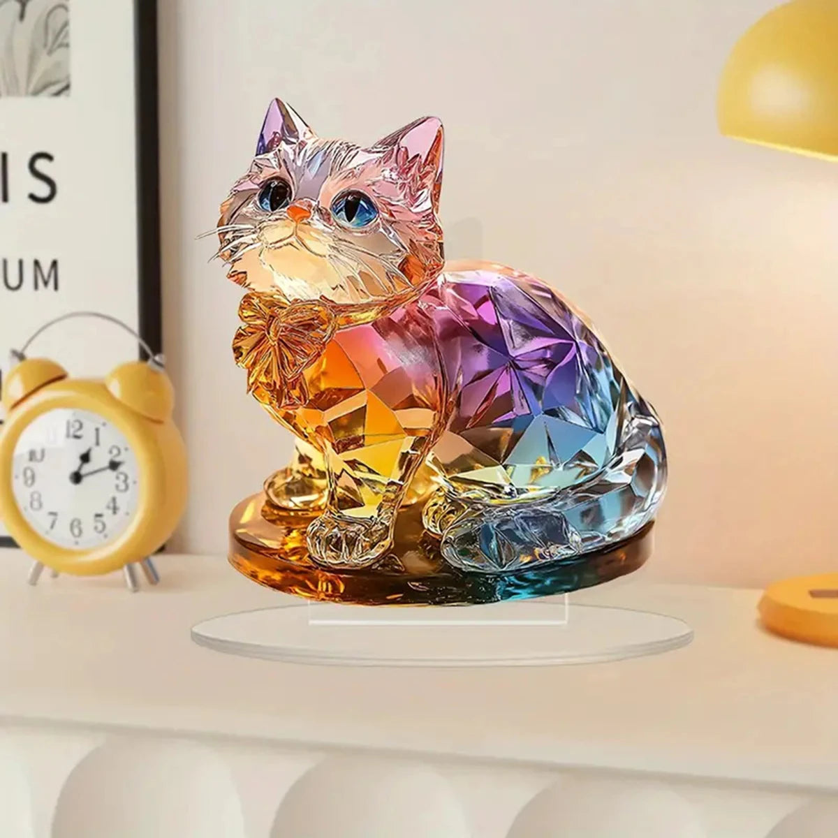 Bunte Katzen-Acryl-Deko – Verspieltes Büroaccessoire für gemütliche Arbeitsatmosphäre