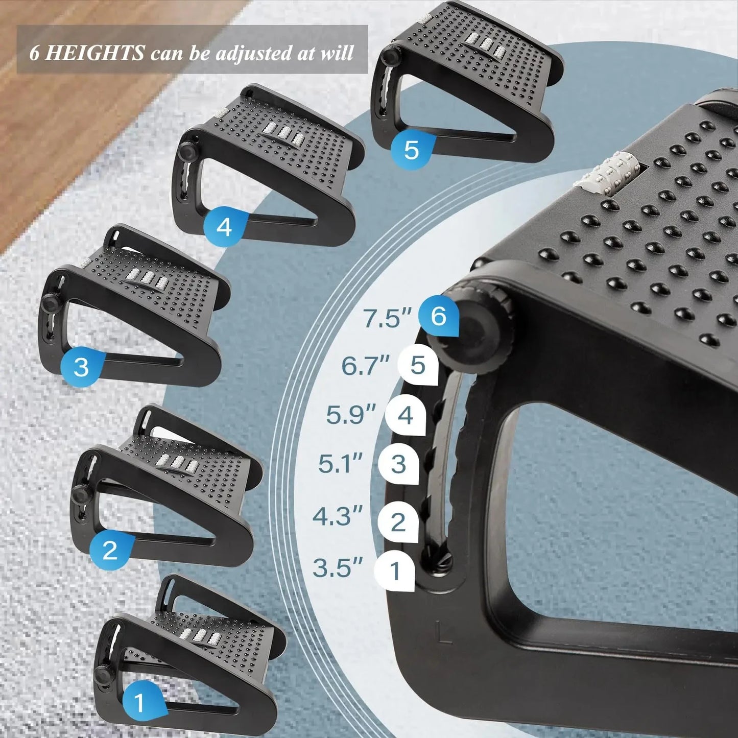 Ergonomische Fußstütze mit Massage-Rollen – Komfort für Büro