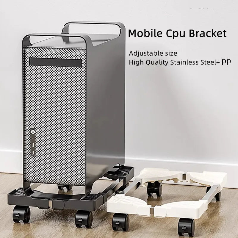 Mobiler PC-Tower-Ständer mit Rollen in Schwarz