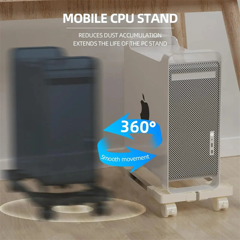Mobiler PC-Tower-Ständer mit Rollen in Schwarz