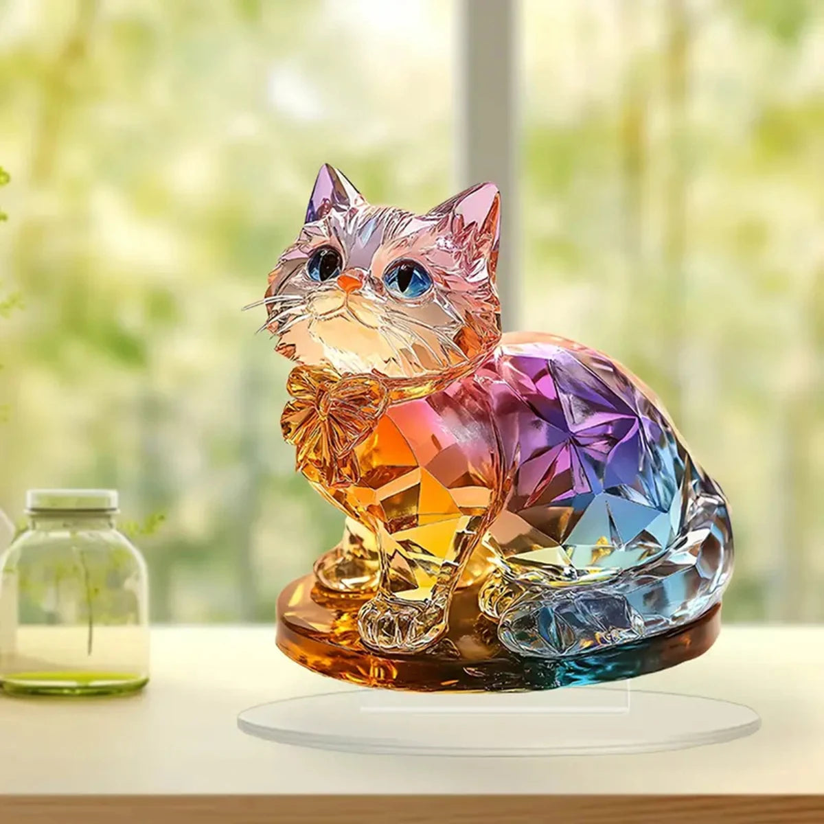 Bunte Katzen-Acryl-Deko – Verspieltes Büroaccessoire für gemütliche Arbeitsatmosphäre