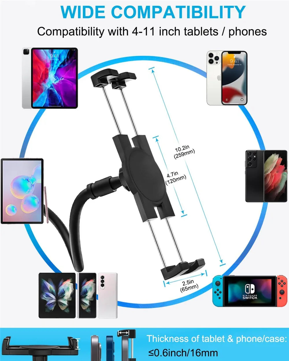 Large Size Tablet Halter – 82cm für Bett & Schreibtisch