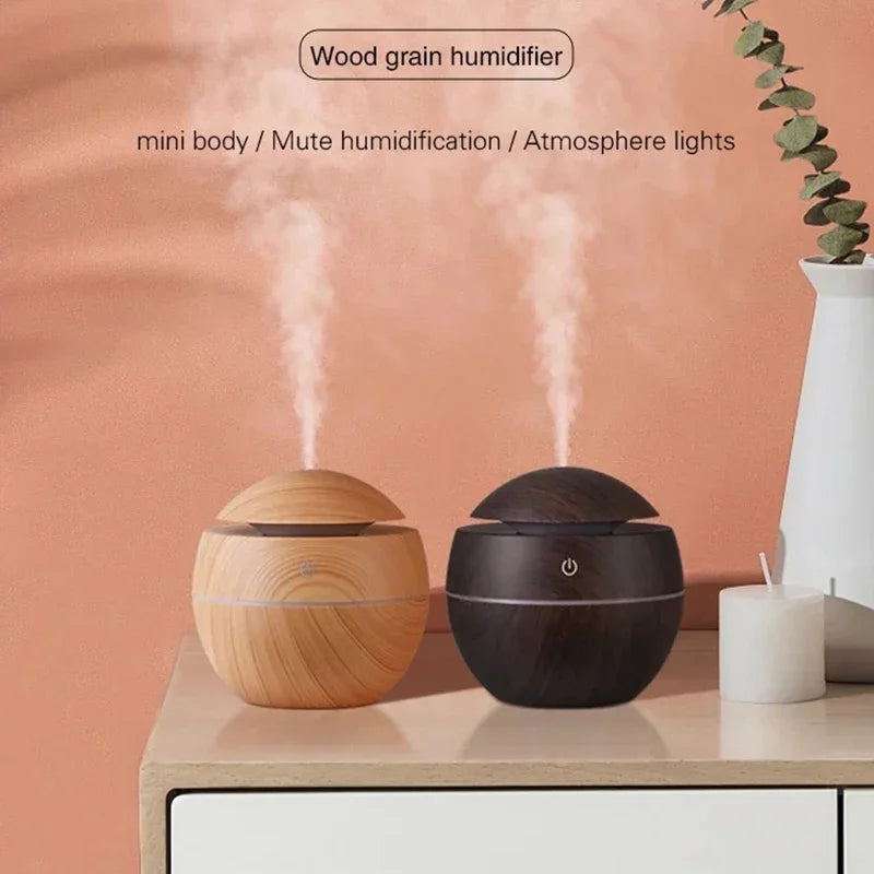 USB Ultraschall-Luftbefeuchter & Aroma-Diffuser – Holzmaserung Design