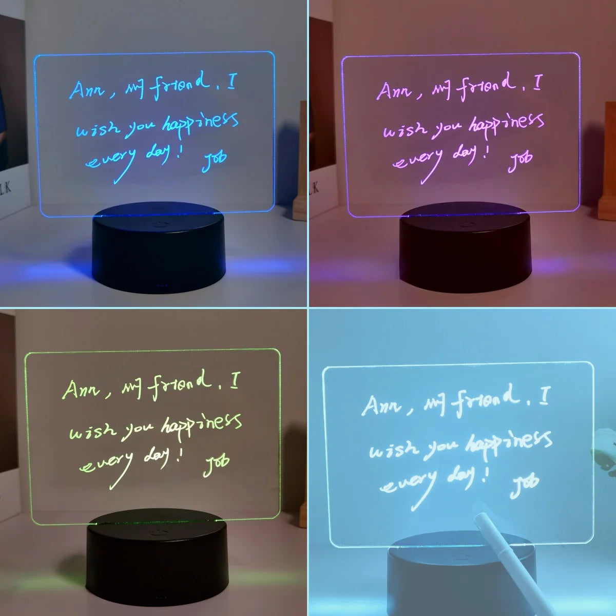 3D Message Board - Kreative LED Schreibtischlampe mit USB-Anschluss und Stift
