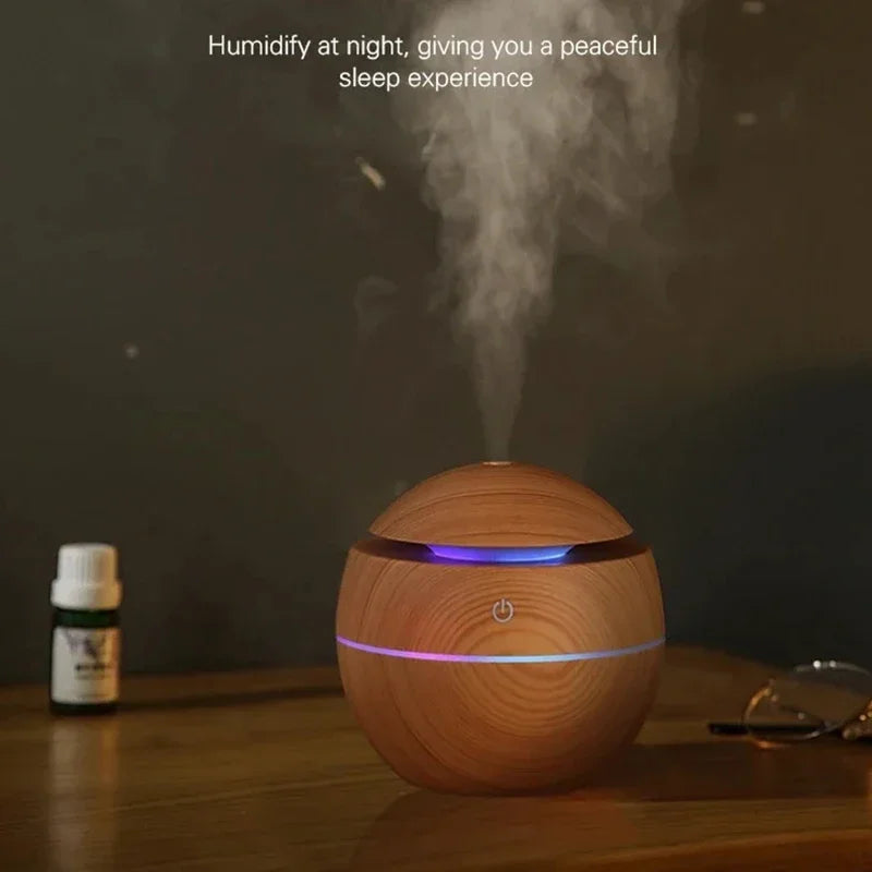 USB Ultraschall-Luftbefeuchter & Aroma-Diffuser – Holzmaserung Design