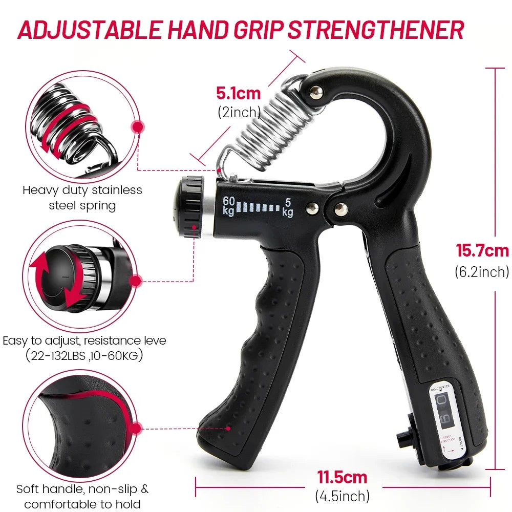 Verstellbarer Handgriff-Stärker Trainer Set – Hand-, Handgelenk- und Unterarm-Übung für Muskelaufbau