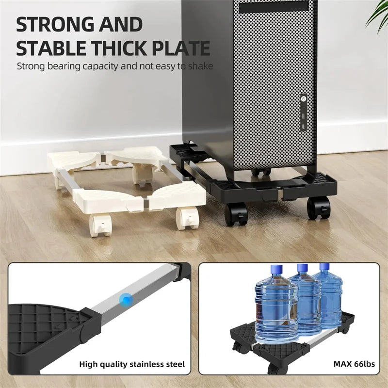 Mobiler PC-Tower-Ständer mit Rollen in Schwarz