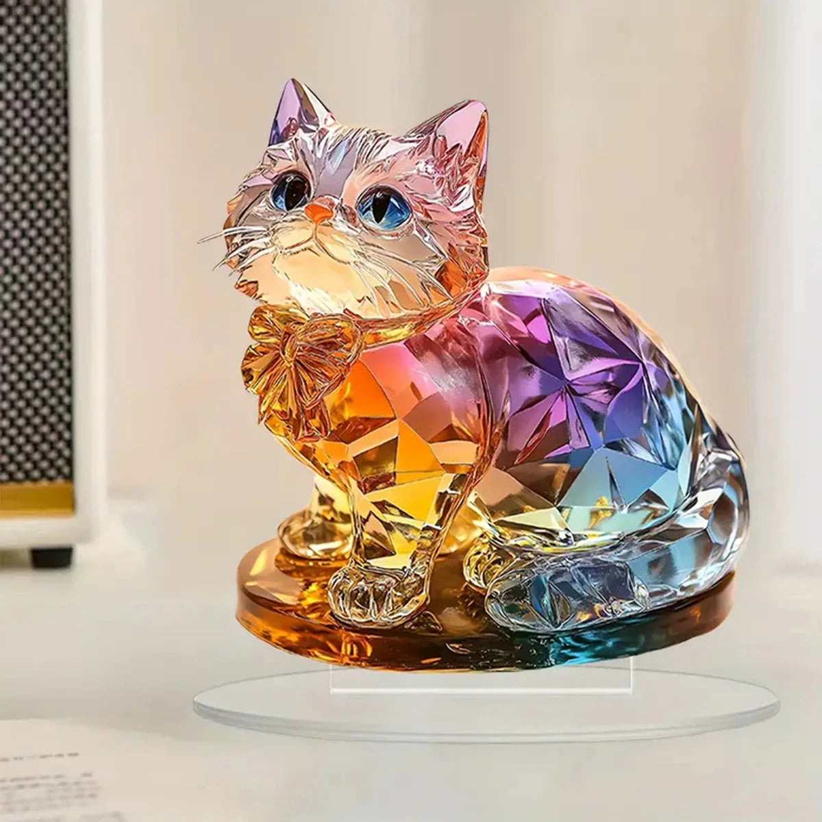 Bunte Katzen-Acryl-Deko – Verspieltes Büroaccessoire für gemütliche Arbeitsatmosphäre