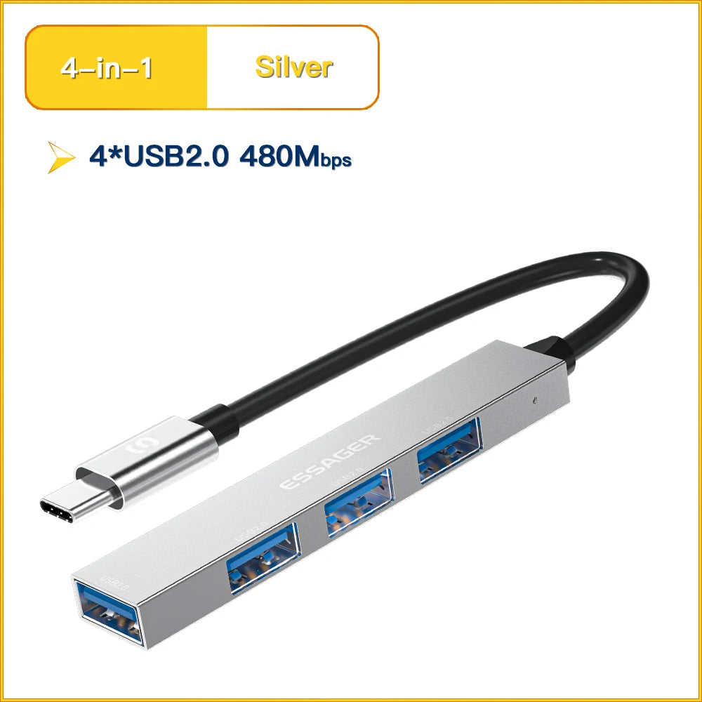4-in-1 USB-Hub – Kompakter Type-C Adapter für Ihr MacBook