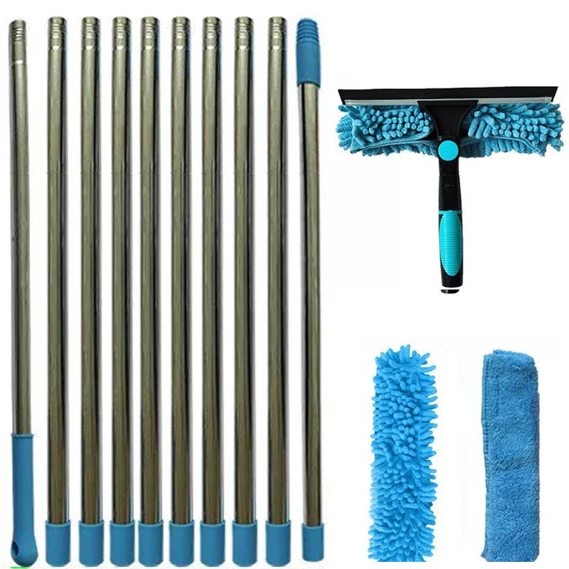 Willstar Fensterwischer Set mit Teleskopstange (2-in-1 Design)
