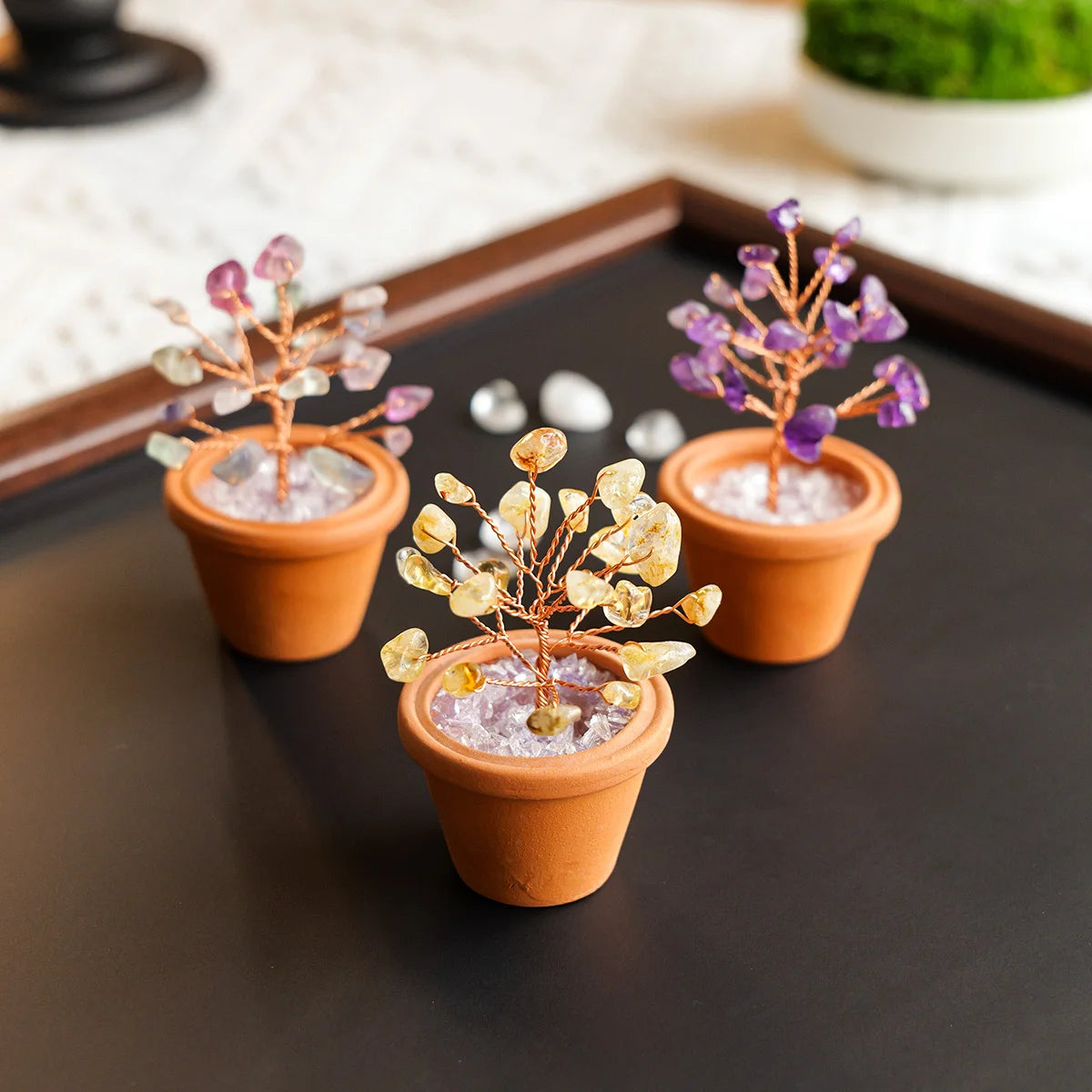 Natürlicher Amethyst-Kristallbaum im Tontopf – Feng Shui Energie-Deko für Büro & Empfang