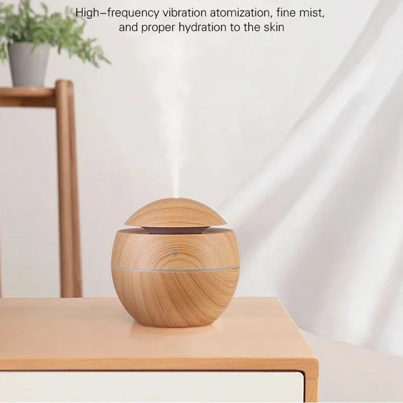USB Ultraschall-Luftbefeuchter & Aroma-Diffuser – Holzmaserung Design
