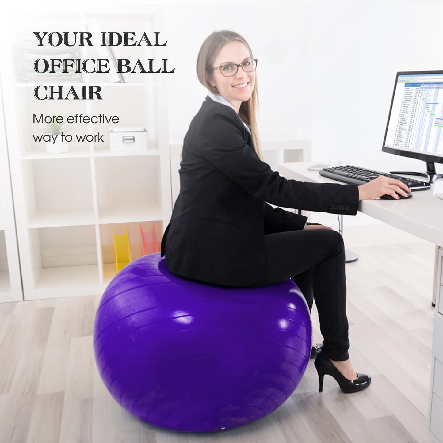 Balance Ball für Büro – Fitness Balance Ball mit Luftpumpe