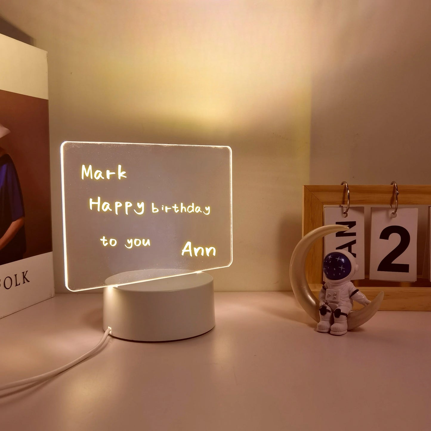 3D Message Board - Kreative LED Schreibtischlampe mit USB-Anschluss und Stift