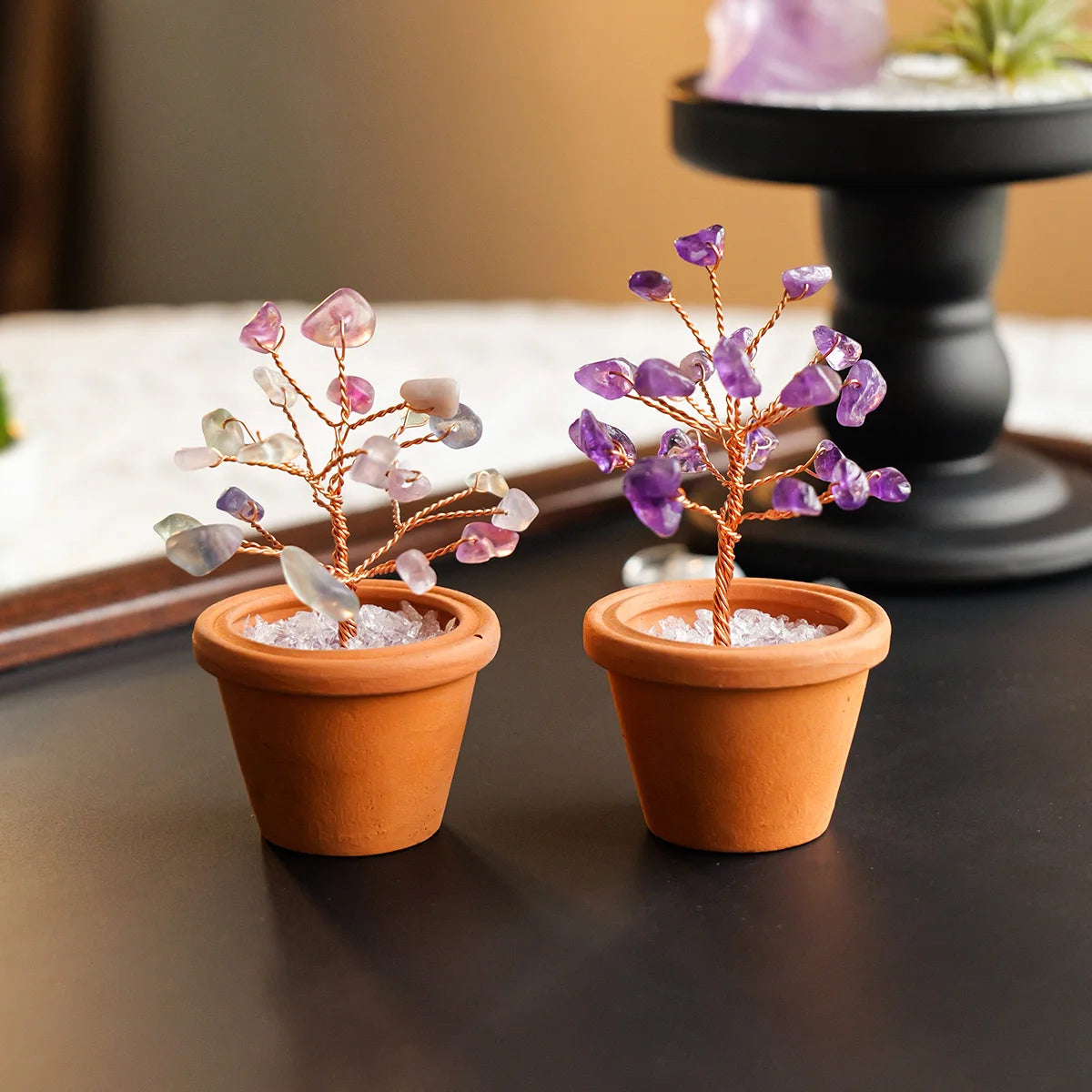 Natürlicher Amethyst-Kristallbaum im Tontopf – Feng Shui Energie-Deko für Büro & Empfang