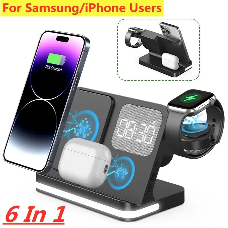 6-in-1 Wireless Charging Station – Das smarte All-in-One-Ladegerät für Ihr Büro!