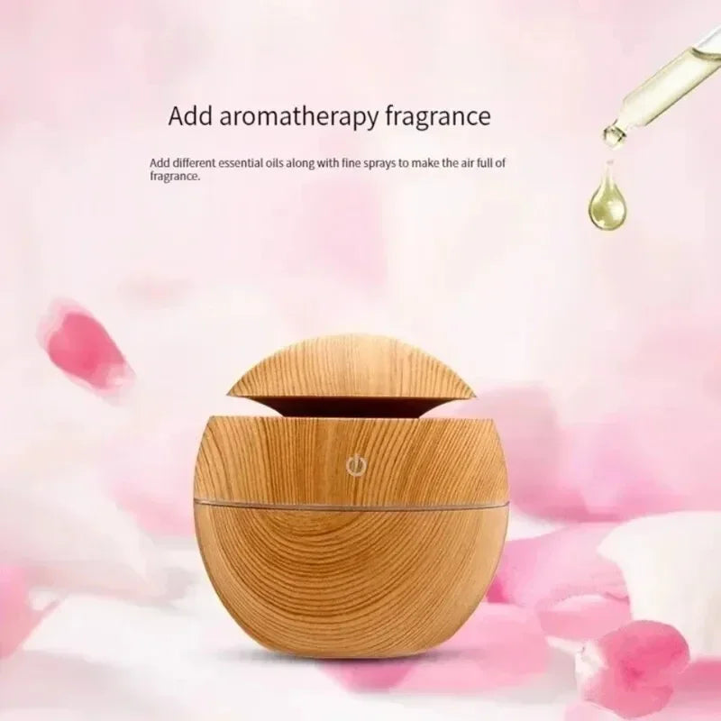 USB Ultraschall-Luftbefeuchter & Aroma-Diffuser – Holzmaserung Design