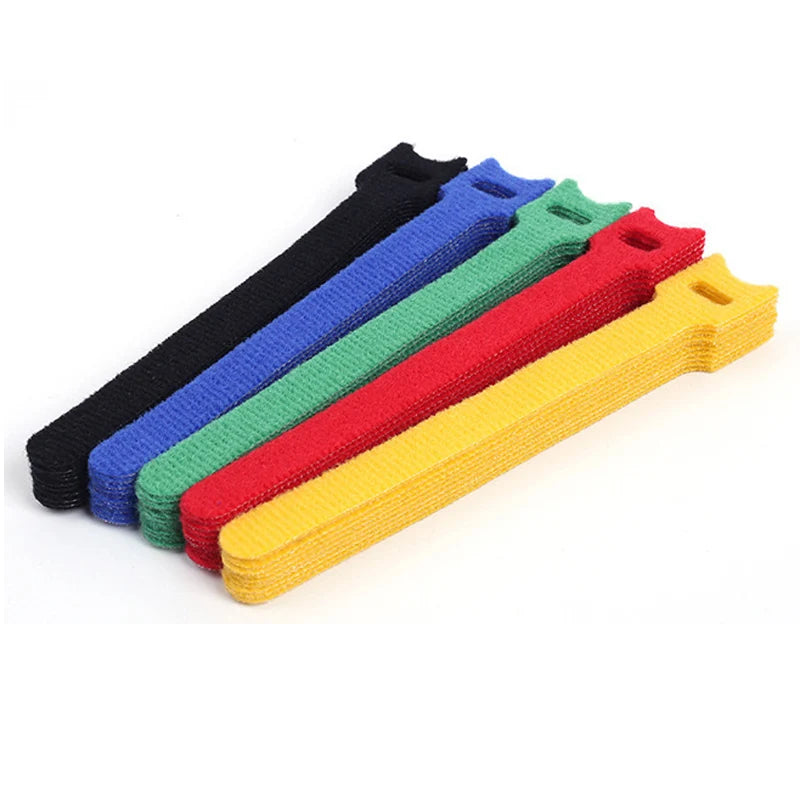 50/100 Stück abnehmbare Kabelbinder – Farbige, wiederverwendbare Nylon-Klett-Kabelbinder im T-Style