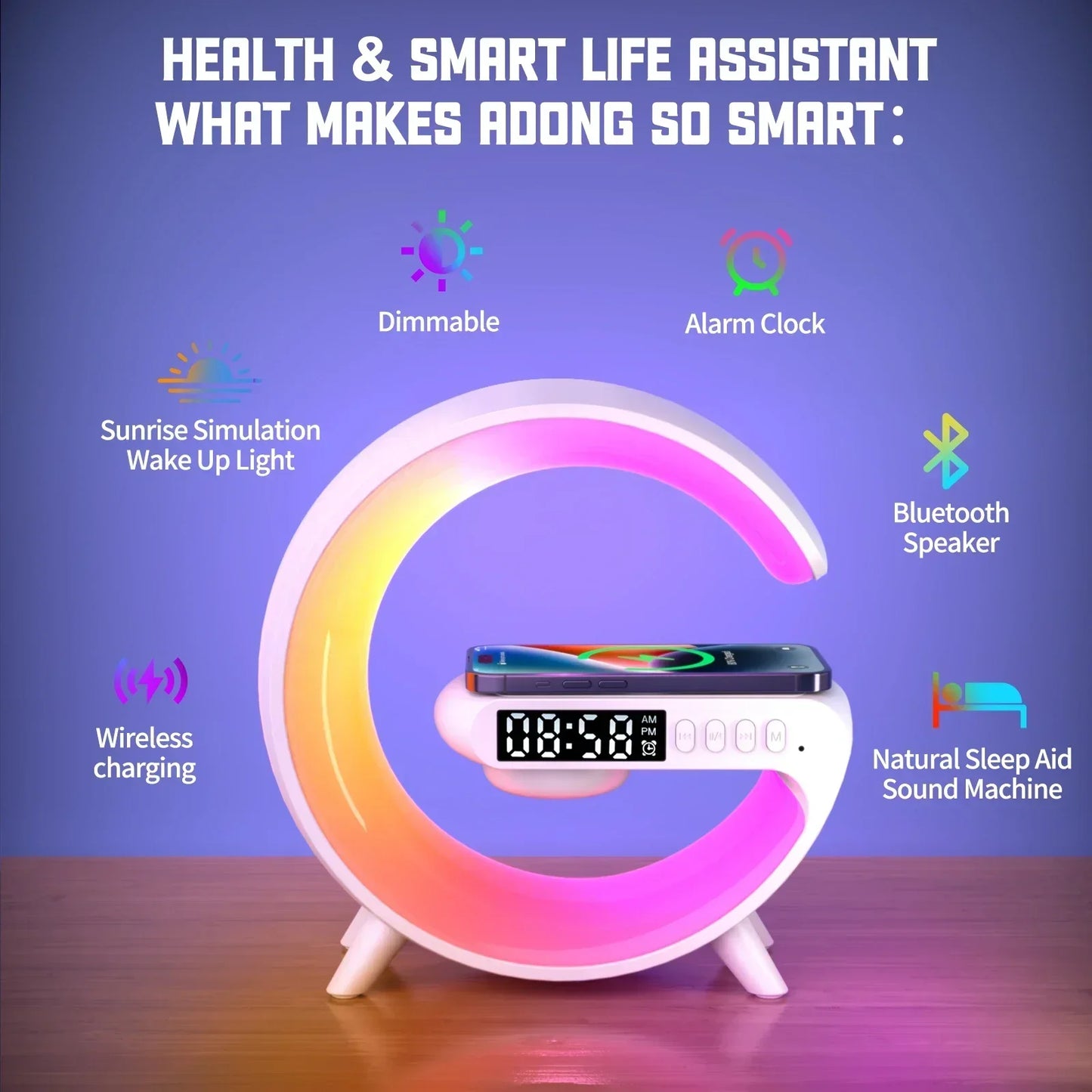 15W Multifunktions-Wireless-Charger mit Bluetooth-Lautsprecher & LED-Licht