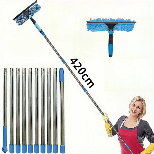 Willstar Fensterwischer Set mit Teleskopstange (2-in-1 Design)