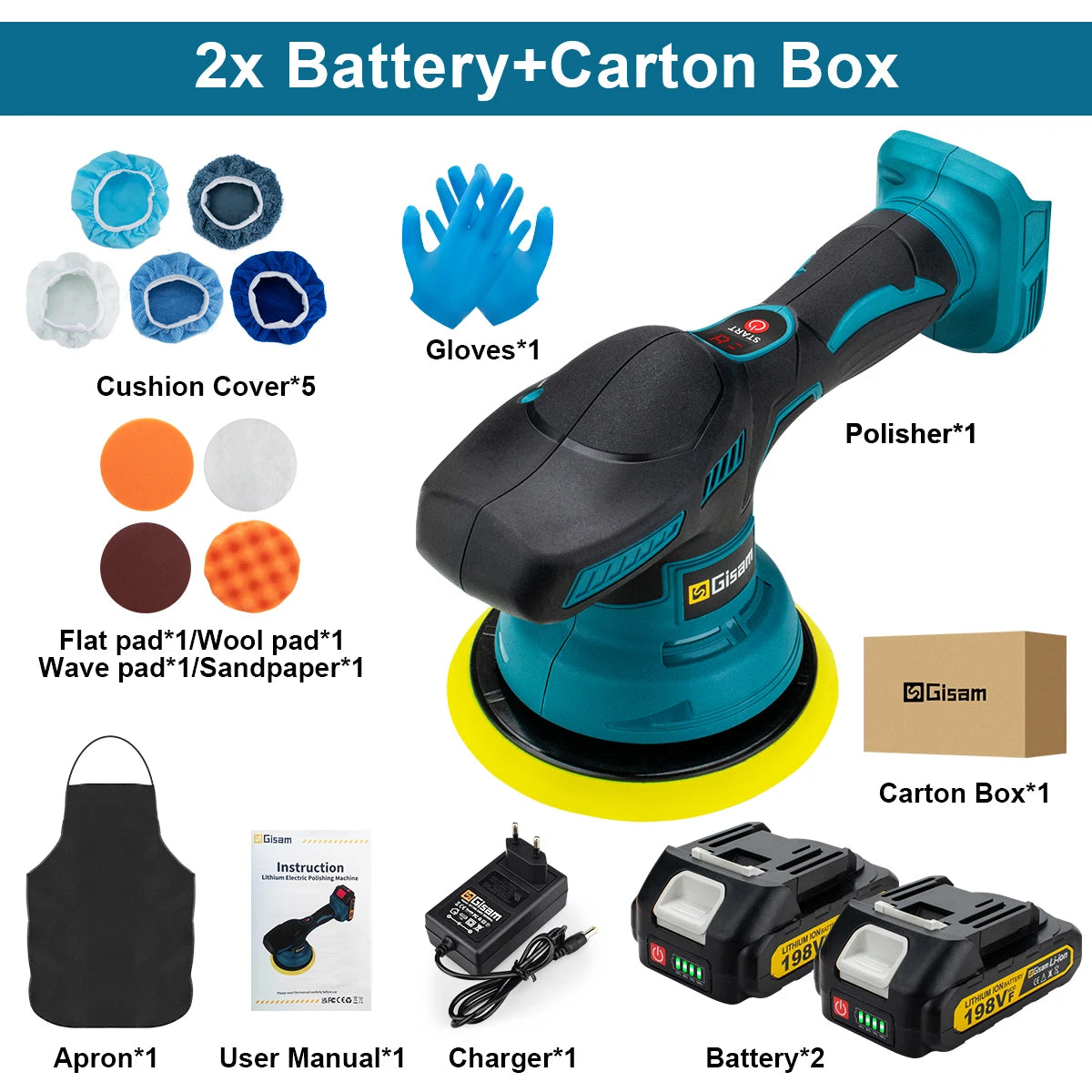 Gisam 18V Akku-Polierer – Leistungsstark, Mobil und Präzise