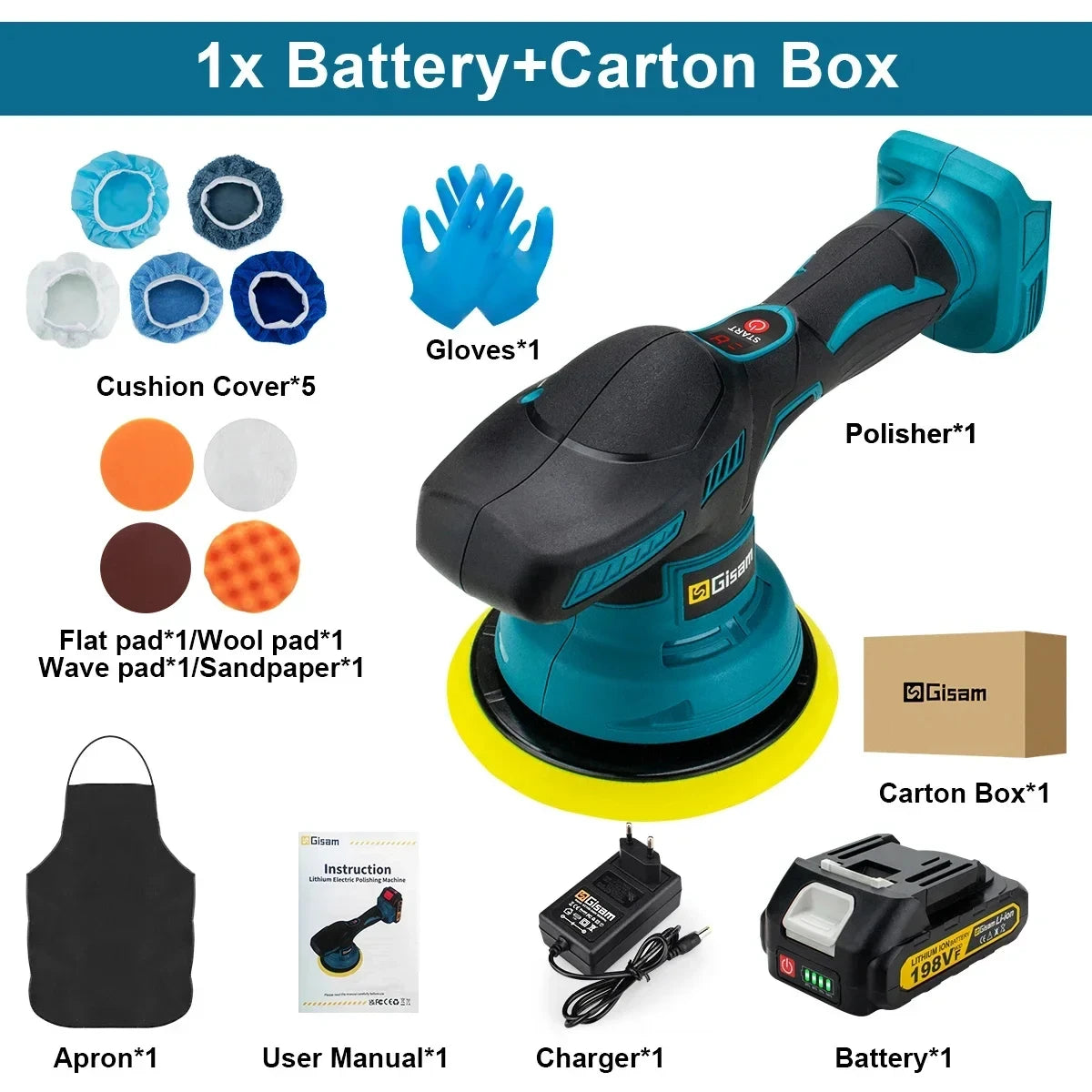 Gisam 18V Akku-Polierer – Leistungsstark, Mobil und Präzise
