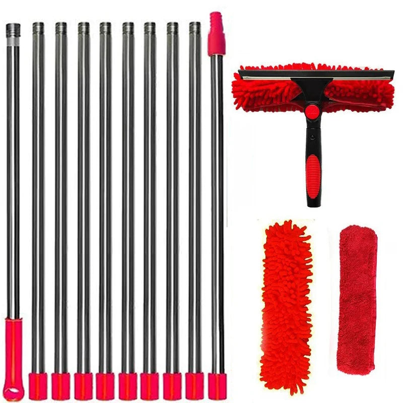 Willstar Fensterwischer Set mit Teleskopstange (2-in-1 Design)