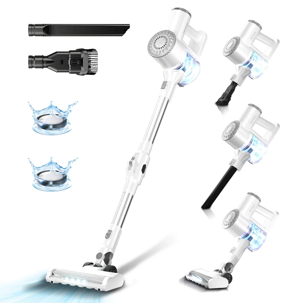 PrettyCare W400 - leistungsstarker, kabelloser Akkustaubsauger mit 25 kPa Saugkraft