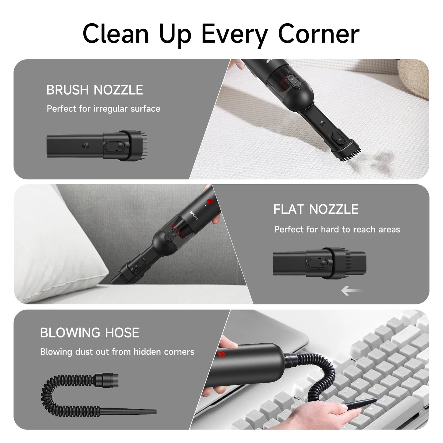 Mini-Handstaubsauger mit 7500Pa Saugkraft und HEPA-Filter – ideal für Büro, Auto und Zuhause