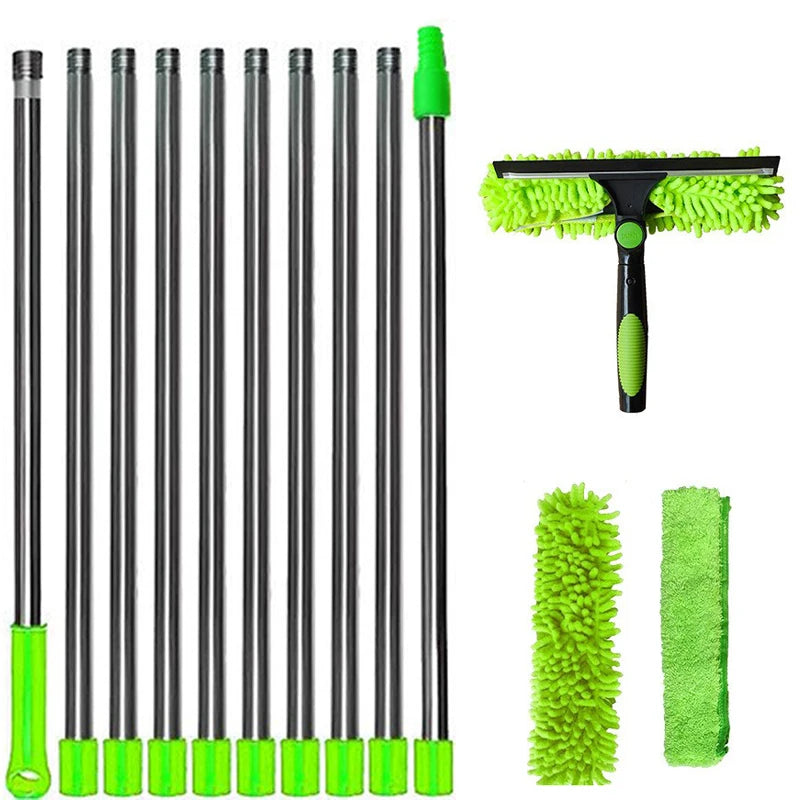 Willstar Fensterwischer Set mit Teleskopstange (2-in-1 Design)