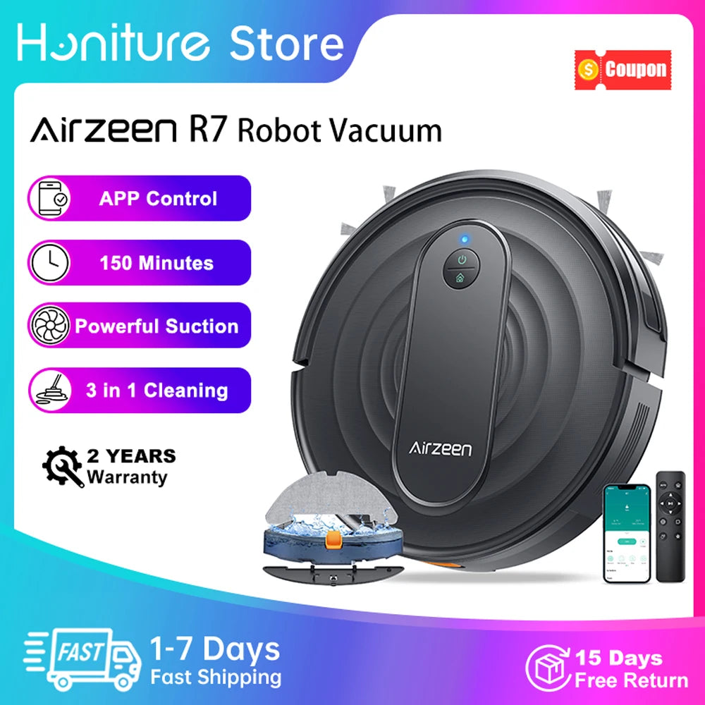 Airzeen R7 Robot Vacuum Mop – Smarte 3-in-1 Büroreinigung mit 3000Pa Power