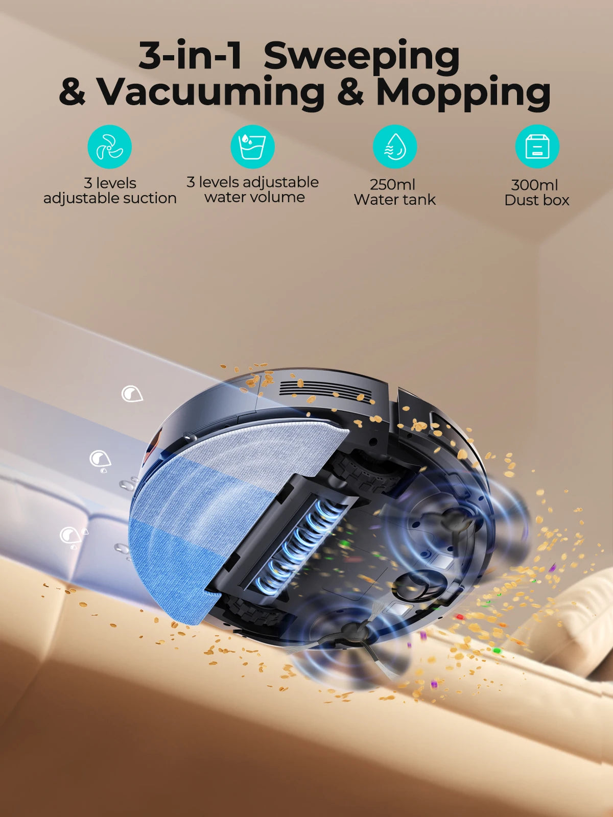 Airzeen R7 Robot Vacuum Mop – Smarte 3-in-1 Büroreinigung mit 3000Pa Power