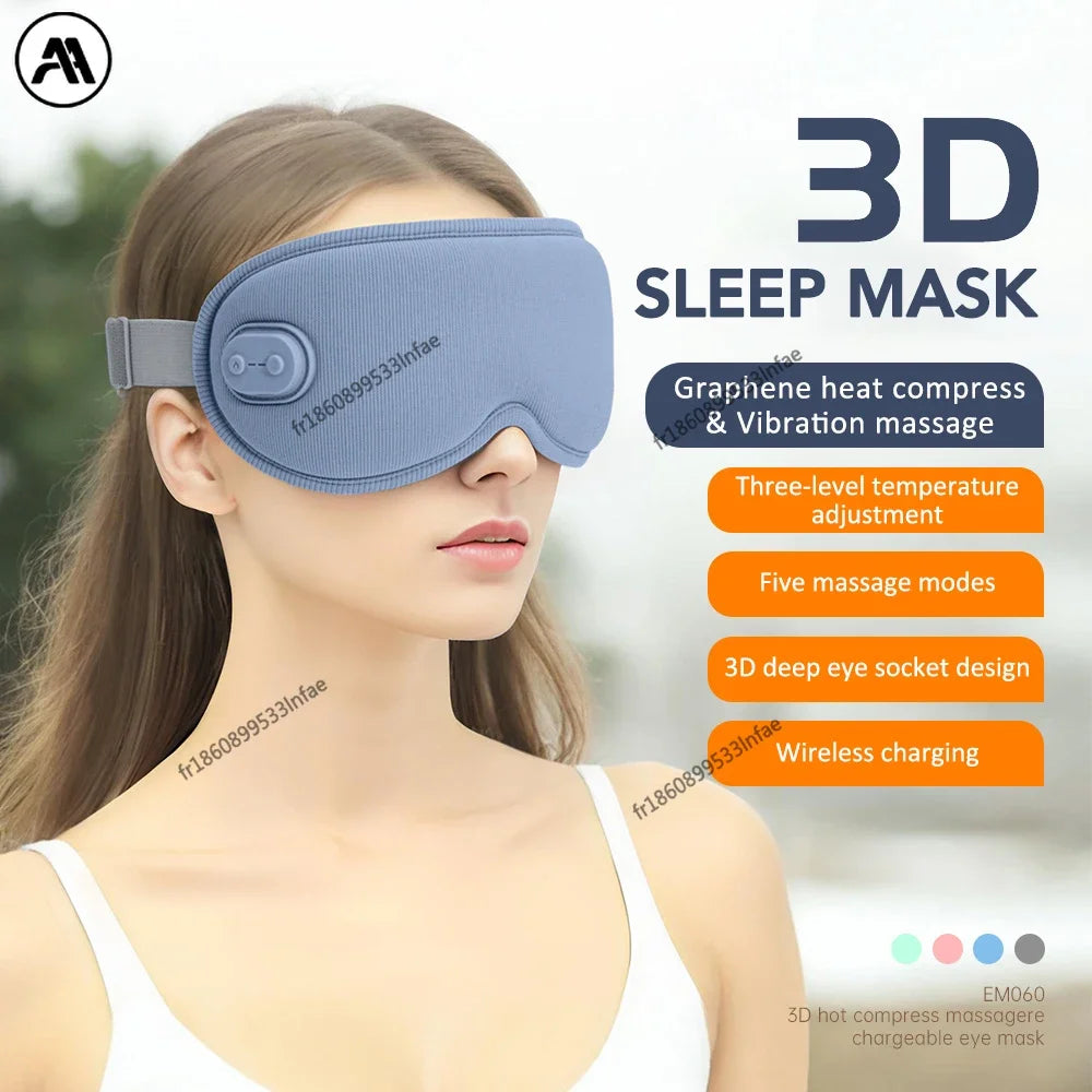 3D Augenmassagegerät & Schlafmaske – Graphen-Heizung, Vibration & Entspannung
