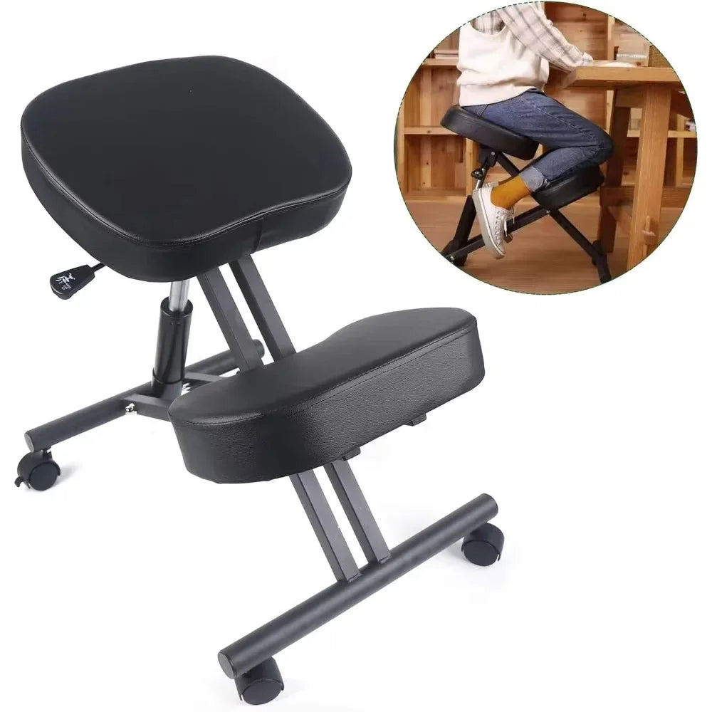 Ergonomischer Kniesitz – Orthopädischer Stuhl mit Rollen für Büro