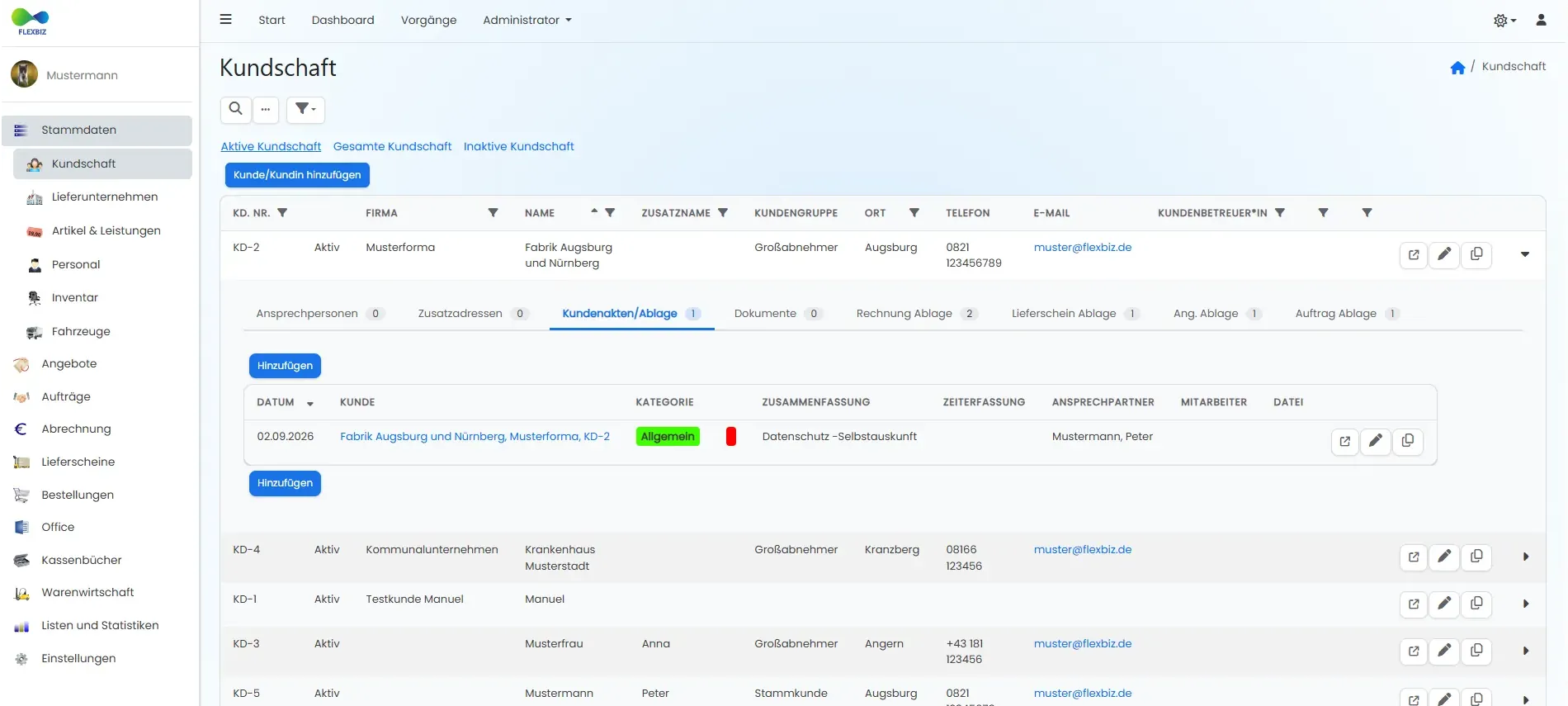Flexbiz Dokumentenablage Screenshot