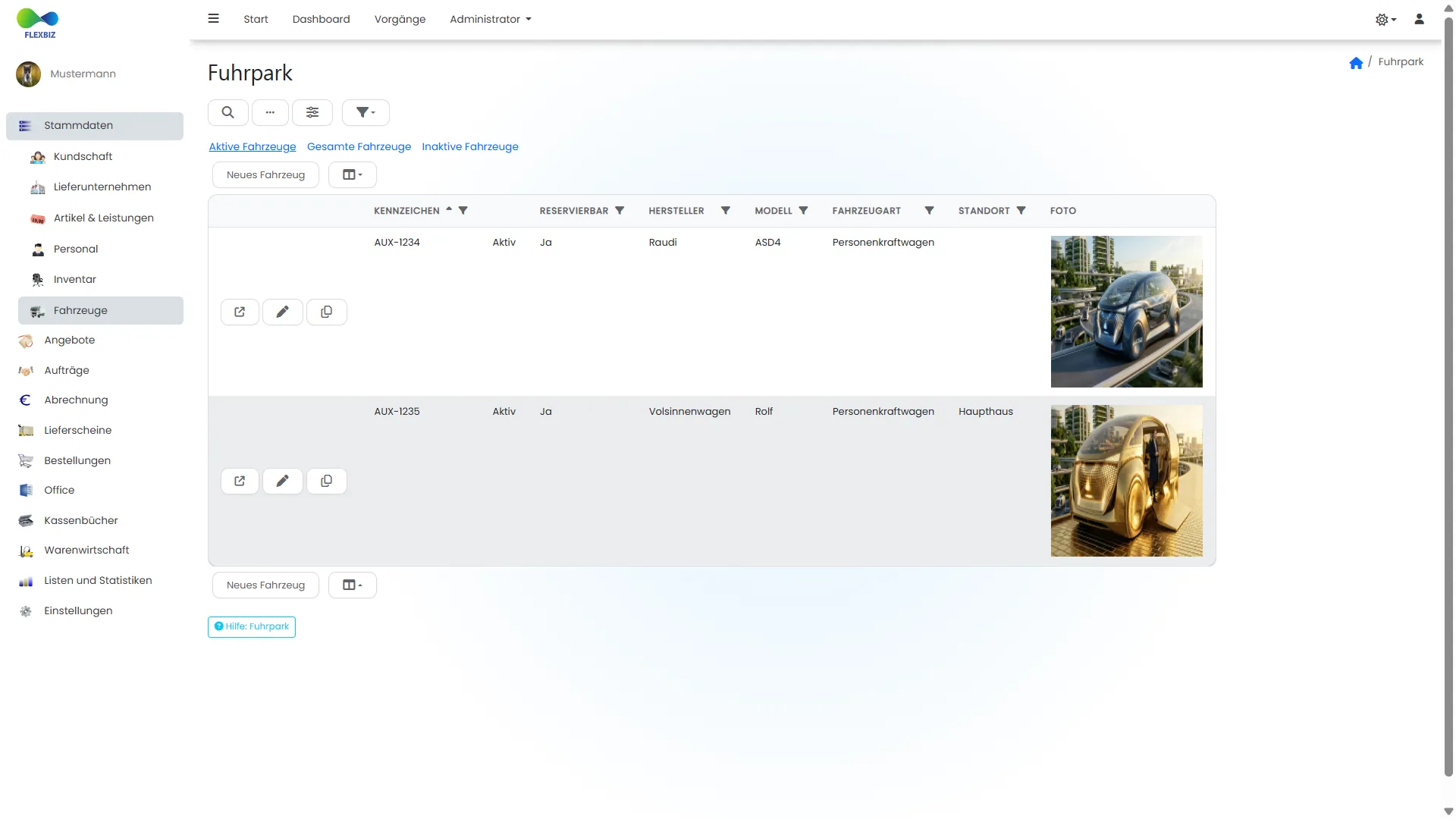 Flexbiz Fuhrparkverwaltung Screenshot